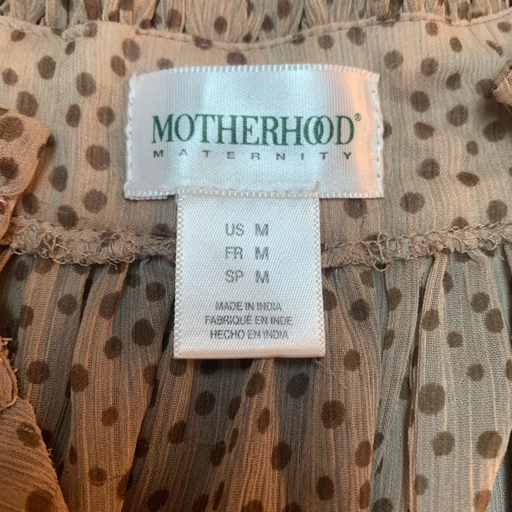 Motherhood Maternity Tan and Brown Polka Dot Top